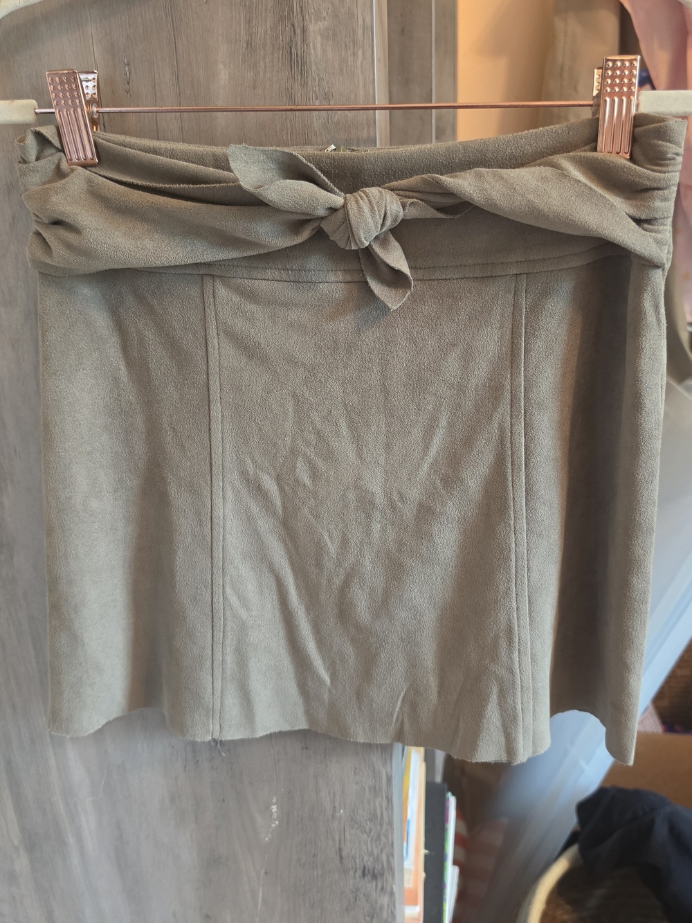 Olive Tie-Waist Mini Skirt